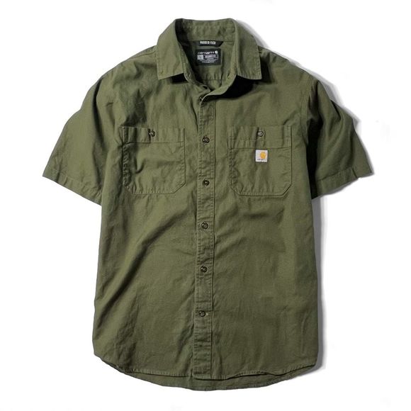 Carhartt Other - Carhartt 103555 Rugged Flex Relaxed Fit Midweight Canvas Shirt Mens Large Green